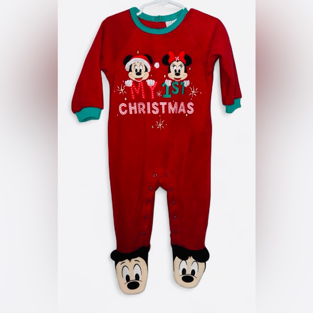 Disney Red and Green first Christmas Kids One Piece 12-18 months